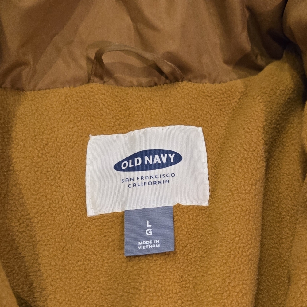 Old Navy Puffer Coat Size L Mustard - Picture 3 of 6